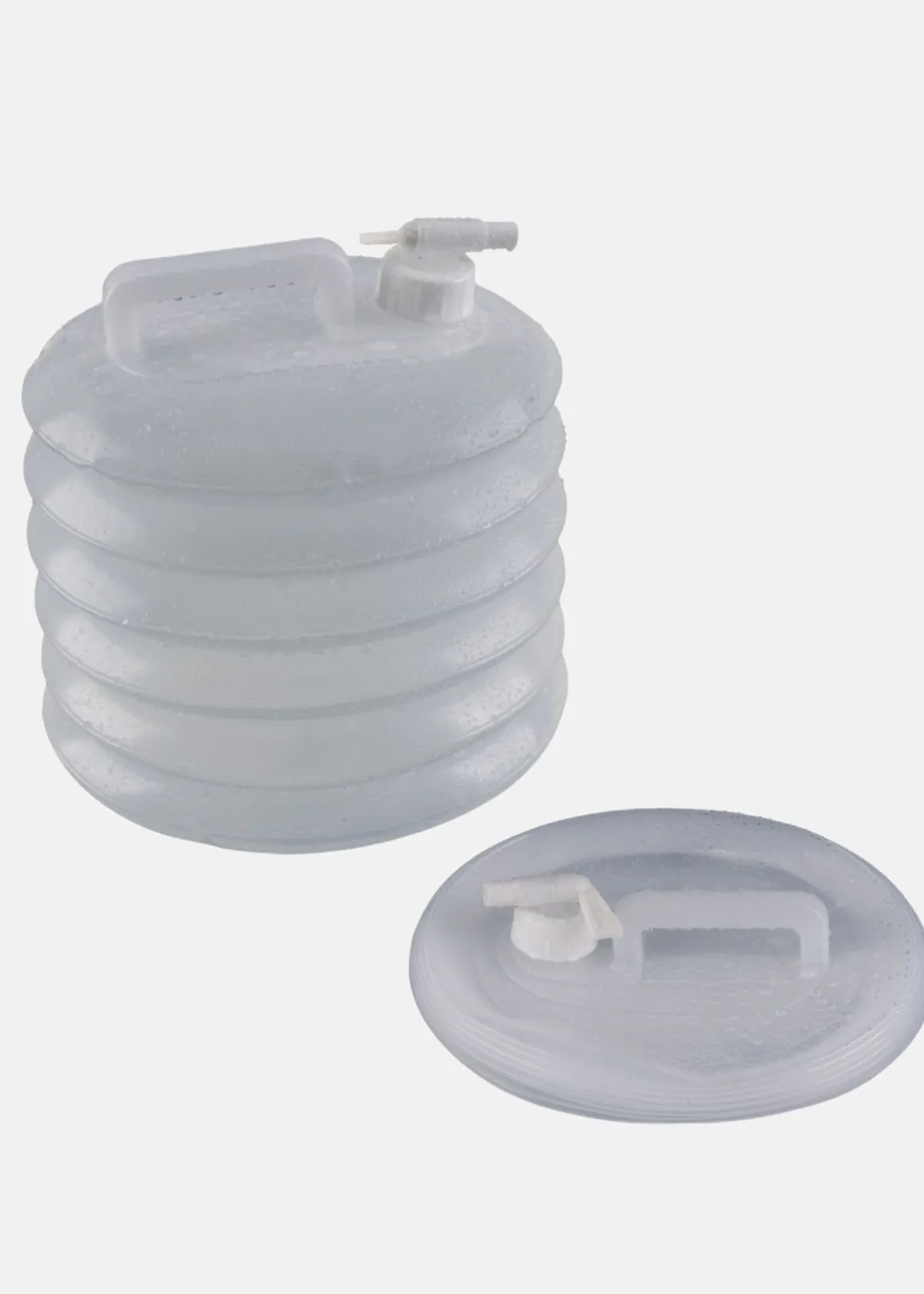 Foldable canister with a tap