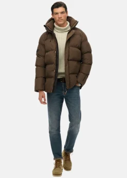 HOODED 5 BAFFLE SPORTS PUFFER