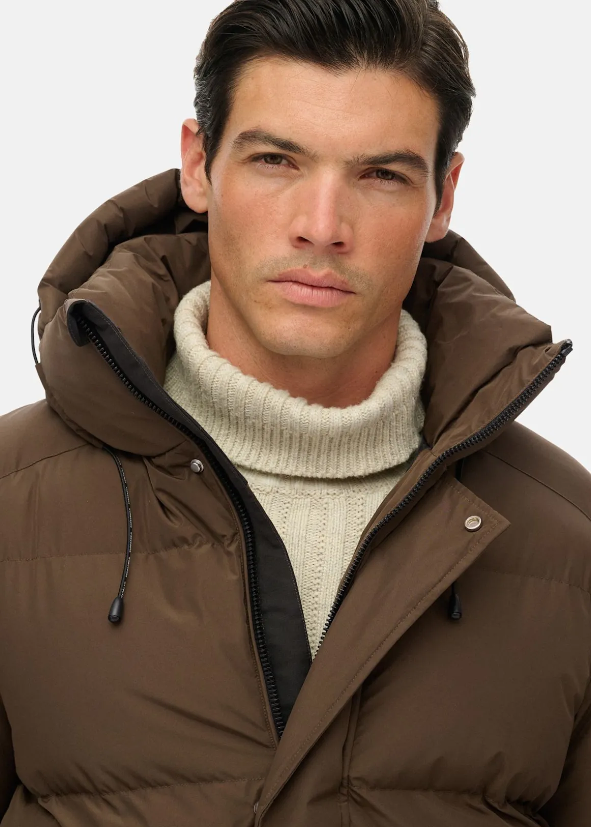 HOODED 5 BAFFLE SPORTS PUFFER