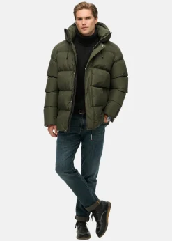 HOODED 5 BAFFLE SPORTS PUFFER