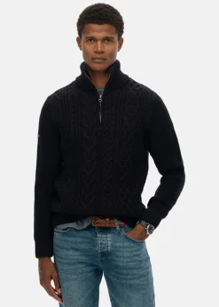 JACOB CABLE KNIT HALF ZIP